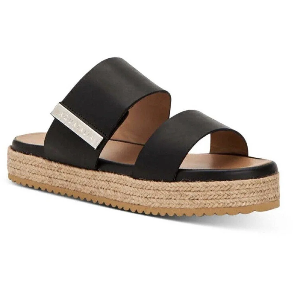 Aquatalia Mae Water Resistant Espadrille Slide Sandal Women's Black Size 9